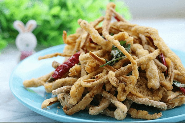 干煸茶树菇扁豆做法图解6)