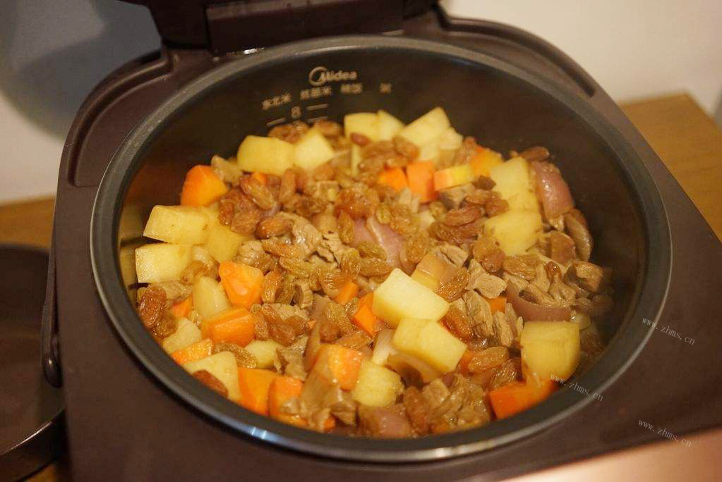 杂粮羊肉焖饭做法图解7)