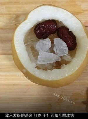 冰糖雪梨燕窝，简单养肺润肺清燥，美容养颜做法图解4)