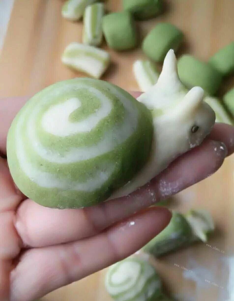 青汁蜗牛馒头的做法做法图解3)