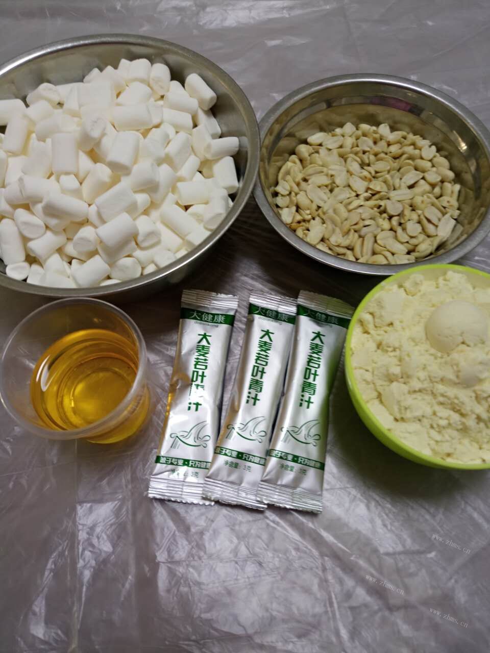 青汁牛轧糖做法图解1)
